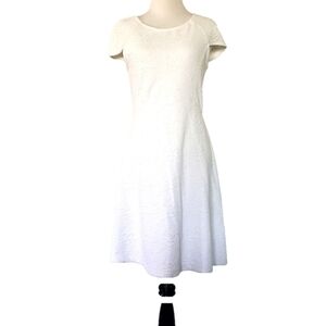 Zara Textured White Cap Sleeve Dress Size M